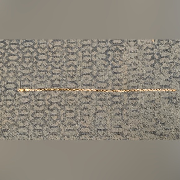 Sterling silver figaro chain link ankle bracelet. 10” - Picture 2 of 4